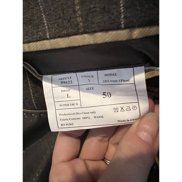Mantoni Italy Super 140's Wool Brown Striped Dual Vent Blazer Sport Jacket 50L - Picture 7 of 11